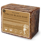 era of nature raw african black soap block closeup shows natural texture for gentle cleansing