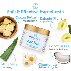 Era Organics Cream Redness Relief application closeup shows creamy texture for redness care.