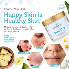 Era Organics Cream Redness Relief texture on skin evokes calm, hydrated comfort.