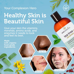 Era Organics Purifying Tea Tree Face Wash bottle on sink for daily routine.