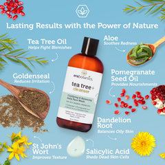 Era Organics Purifying Tea Tree Face Wash foaming lather closeup for a refreshing cleanse.