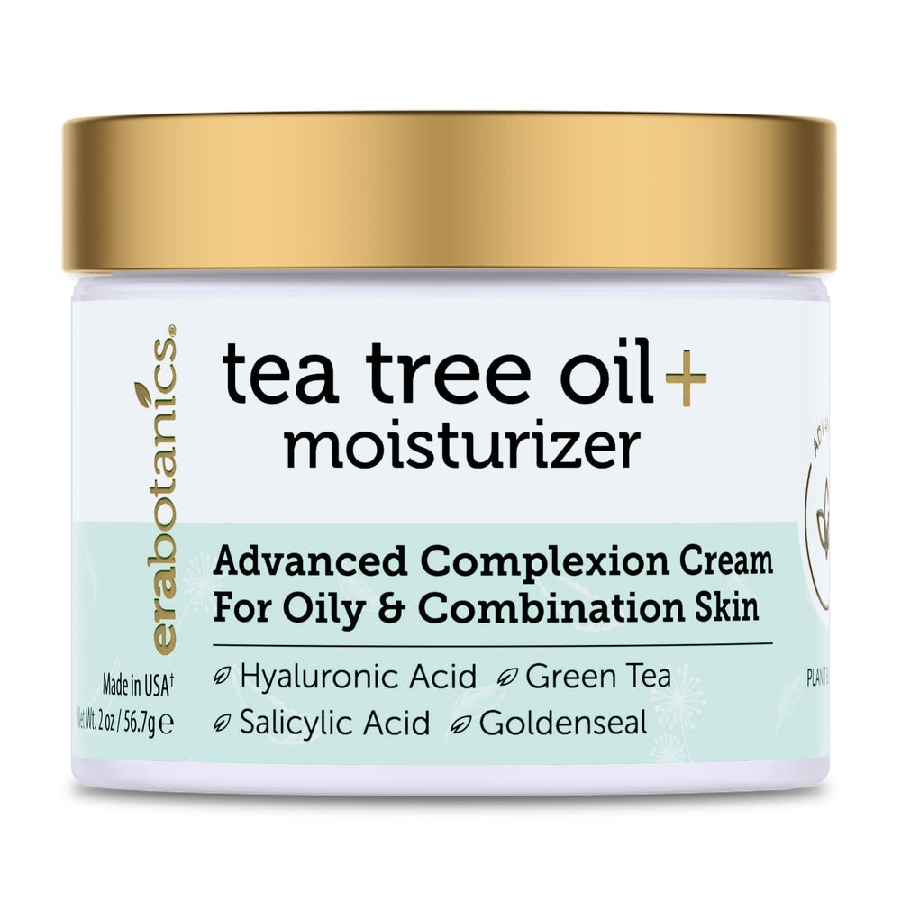Era Organics Tea Tree Cream bottle top view for balancing oily skin before makeup