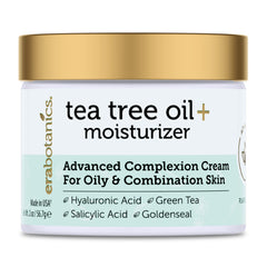 Era Organics Tea Tree Cream bottle top view for balancing oily skin before makeup