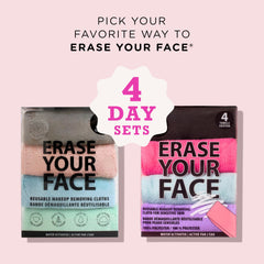 ERASE YOUR FACE damp cloths lift makeup with warm water cleansing