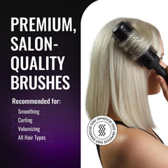 ERGO round brush vented barrel drying, promotes airflow and faster blowouts.