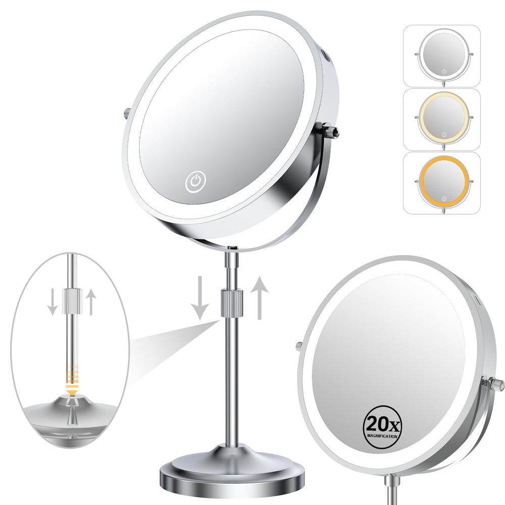 Erlingeryi 9-inch magnifying mirror shows 1x and 20x details for precise makeup tasks