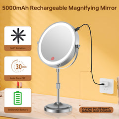 Erlingeryi rechargeable makeup mirror with cordless convenience on the vanity
