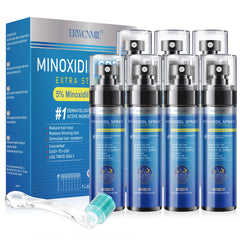 ERWCNMIE 5% Minoxidil spray bottle targets thinning areas for potential hair growth.