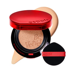 Espoir Be Velvet Cushion Foundation Petal compact close-up shows natural everyday finish.