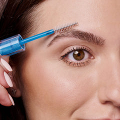 essence clear brow gel on lashes enhances natural curl for a softer look.