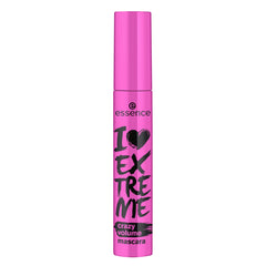 essence I Love Extreme Crazy Volume Mascara brush-wiggle closeup highlights easy layering and dramatic length.