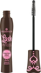 Essence Lash Princess Brown mascara wand with conic fiber brush for voluminous lashes