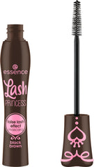 Essence Lash Princess Brown mascara wand with conic fiber brush for voluminous lashes