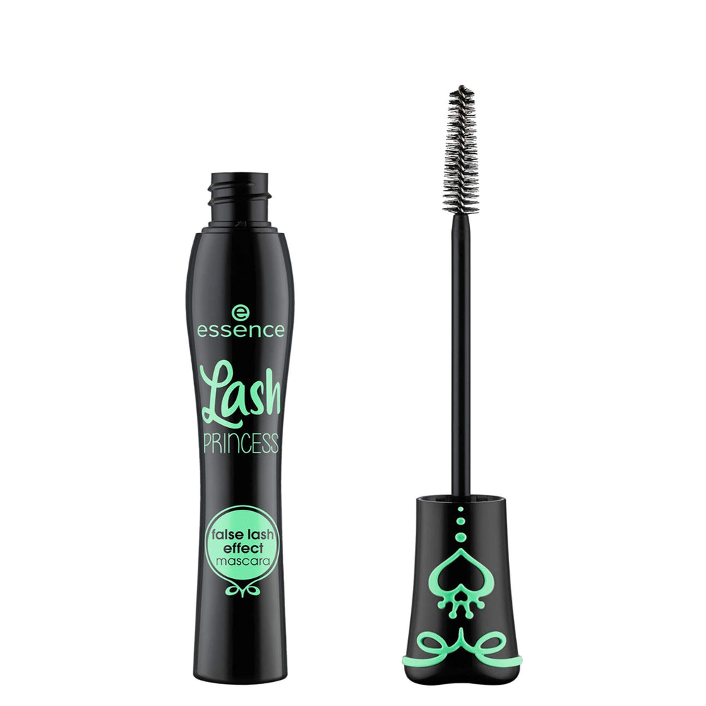 essence Lash Princess mascara brush closeup shows dramatic, clump-free volume.