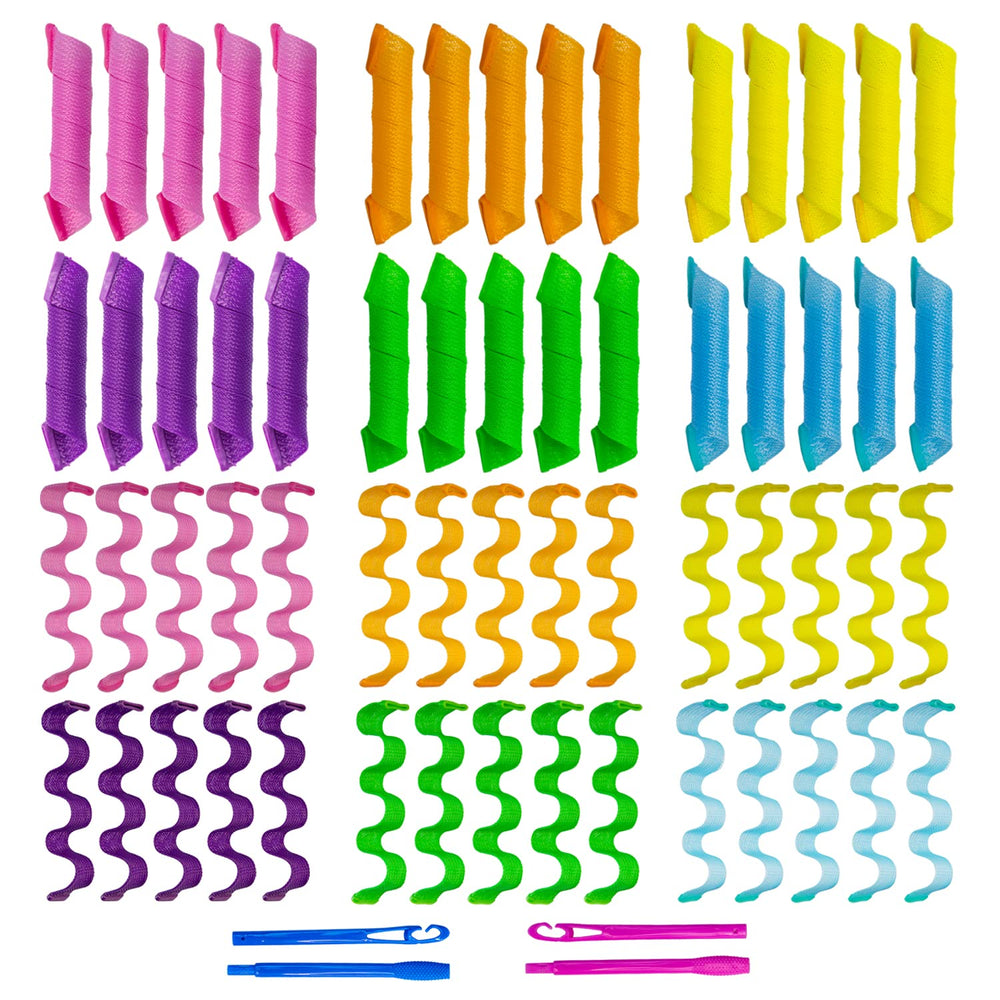 Essenergi heatless curlers spiral collection showing defined curls for daily styling