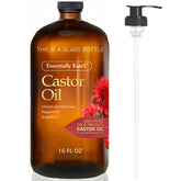 Essentially KateS Castor Oil bottle infused with rosemary peppermint grapefruit for healthier hair and skin.