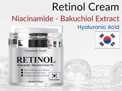 Essentially KateS retinol cream texture swirl, conveys creamy, non-greasy finish.
