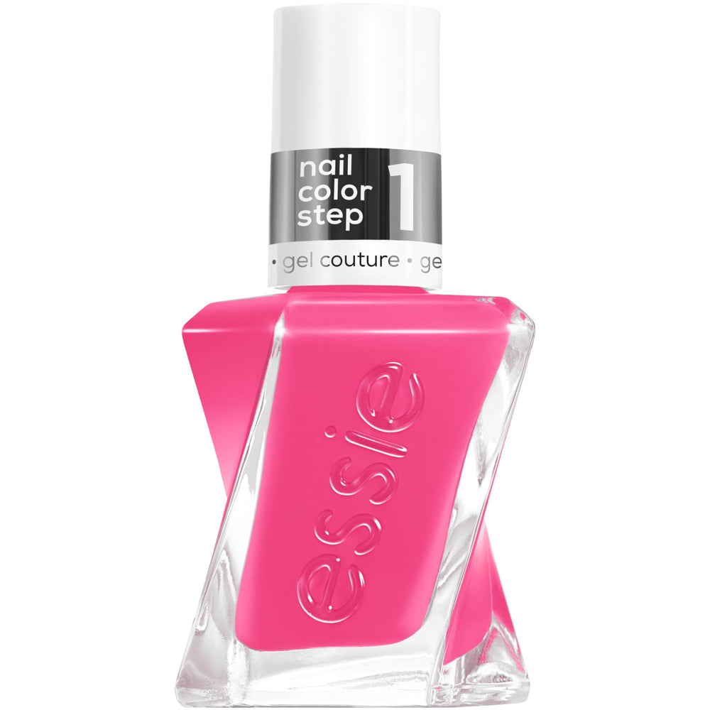 Essie Gel Couture Pinky Ring swatch showing vivid pink with blue undertones.