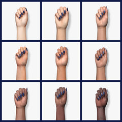 Glossy finish highlights red undertones in this indigo shade.