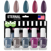 Eternal blue nail polish set close-up showing bold color and long-lasting finish