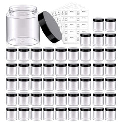 Eternal Moment 4oz clear jar with black lid front view for compact cosmetic storage.