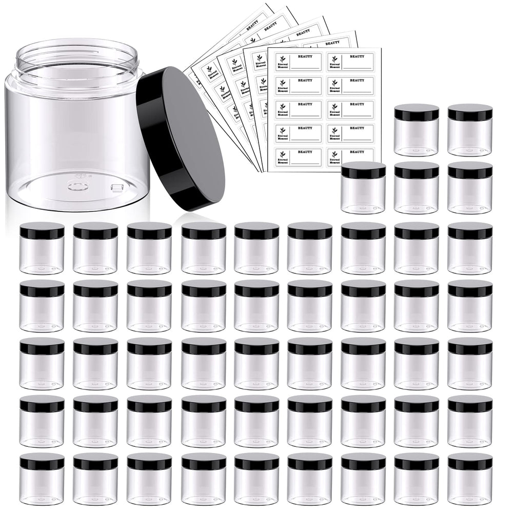 Eternal Moment 50-pack 2oz clear jars with lids for cosmetics and samples.