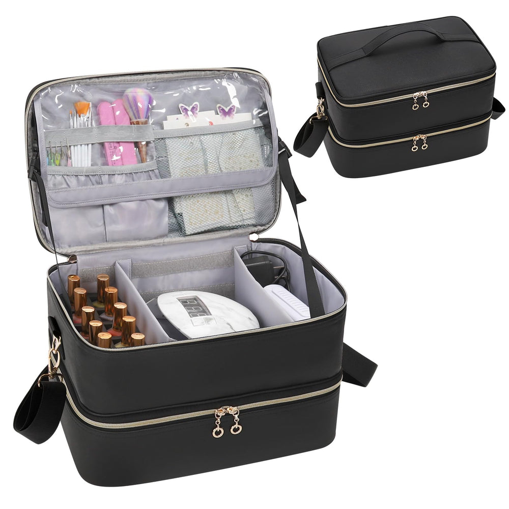 Ethereal Leather Nail Polish Organizer Case top view for easy access and organized storage.