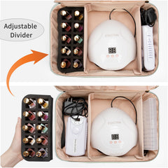 Ethereal organizer interior compartments keep polishes and tools neatly separated.