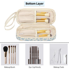 Ethereal makeup bag interior with brush holder for easy access