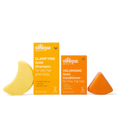 Ethique Beauty clarifying shampoo bar closeup showing oil-control action