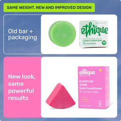 Ethique Everyday Conditioner Bar solid form highlights travel-friendly, mess-free conditioning.