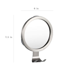 Ettori shower mirror with three suction cups sticks securely to glass or tile.