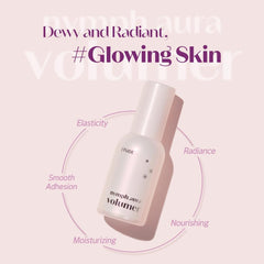 ETUDE Nymph Aura Volumer applied with foundation for dewy base