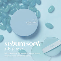 ETUDE SebumSoak Jelly Pressed Powder on skin demonstrates oil-control for long-lasting shine reduction.