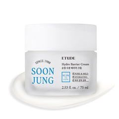 ETUDE SoonJung Hydro Barrier Cream bottle highlights lightweight hydration for sensitive skin.