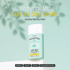 ETUDE Sunprise mineral formula close-up emphasizing gentle mineral UV protection.