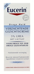 Eucerin 5% Urea application on face demonstrates smoothing and absorption.
