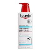 Eucerin Advanced Cleansing bottle front view showing fragrance-free formula for sensitive skin.