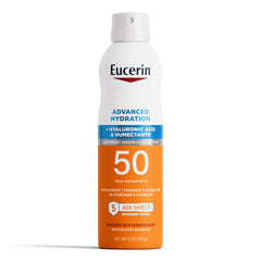 Eucerin Advanced Hydration SPF50 Sunscreen Spray front view for easy full body protection