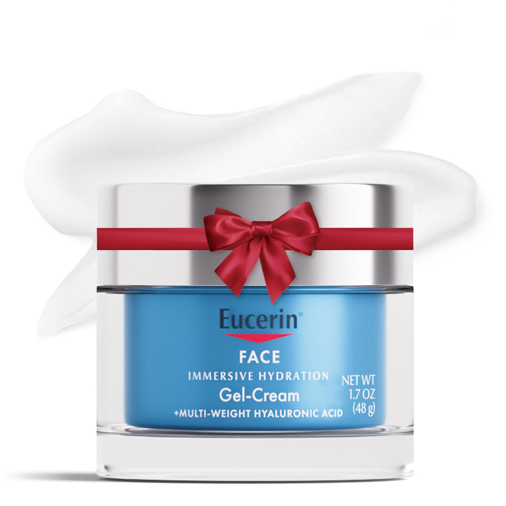 Eucerin Immersive Hydration Night Gel jar shows smooth, long-lasting overnight hydration.