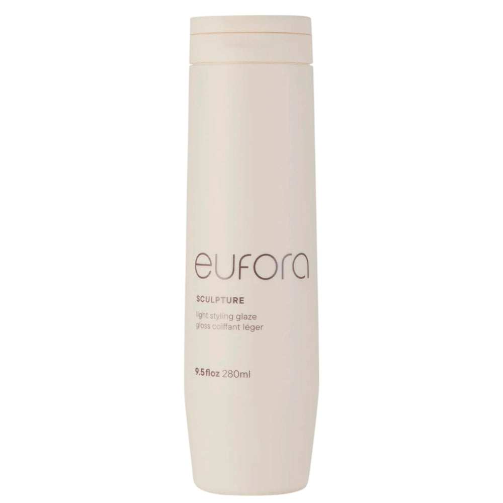 Eufora Sculpture Light Styling Glaze bottle with pump delivering flexible hold for versatile looks.