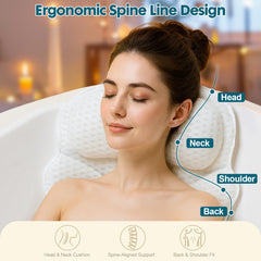 EULAXLAB bath pillow features 4D mesh comfort for breathability and quick drying.