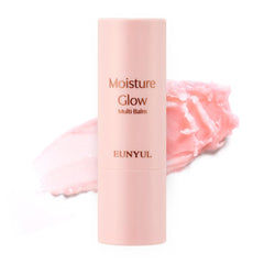 EUNYUL Moisture Glow Multi Balm Stick applied to face for portable hydration and glow.