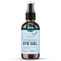 Eva Naturals Eye Gel bottle close-up delivering hydrating under-eye care.