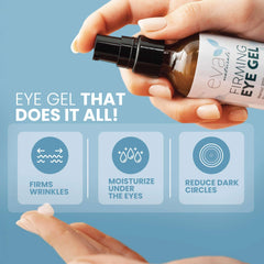 Eva Naturals Eye Gel application closeup showing quick absorption in morning routine
