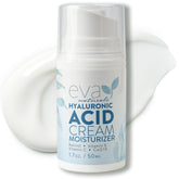 Eva Naturals Hyaluronic Acid Face Cream bottle highlights deep hydration for plump refreshed skin.