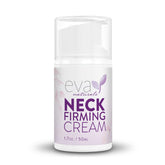 Eva Naturals neck firming cream tube closeup, highlighting firming action for neck skin.