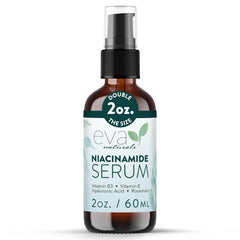 Eva Naturals Niacinamide Serum bottle pump for quick-absorbing hydration
