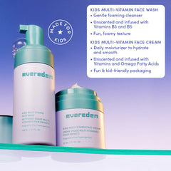 Evereden fragrance-free kids happy face duo face wash bottle with gentle cleanse.