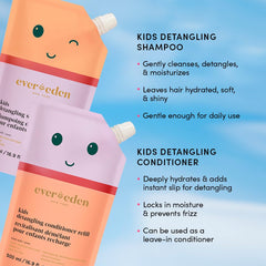 Evereden Kids Conditioner application on hair for smooth detangling.